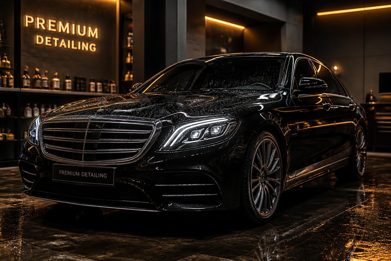 Véhicule premium dans un atelier de detailing